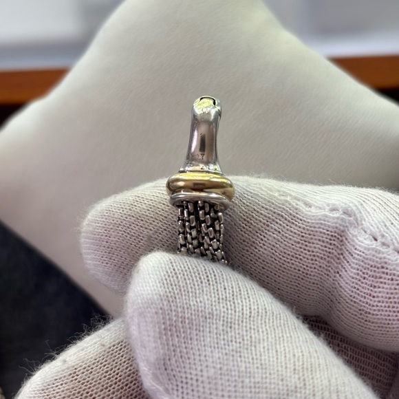 David Yurman 925 & 18k Gold Multi-Strand Pearl Station Necklace 15.5" - Picture 3 of 10